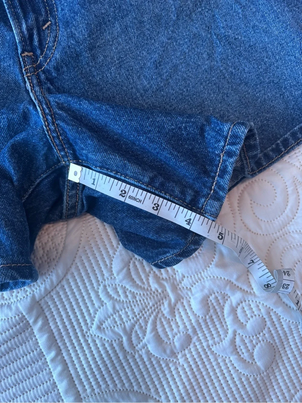 Levi Cinch Waist Dark Blue Denim Shorts